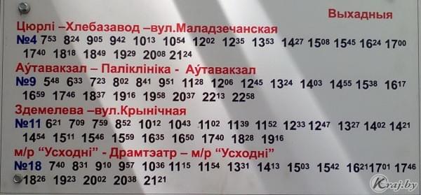 Расписание автобусов в Молодечно. Остановка Стоматологическая поликлиника