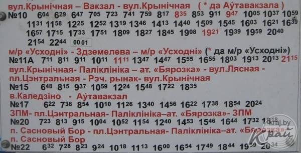 Расписание автобусов в Молодечно. Остановка ул. Ф. Скорины
