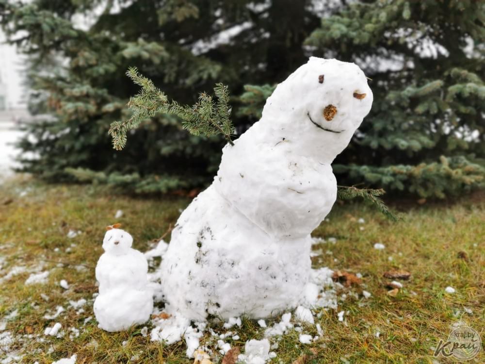 Первые снеговики в Молодечно