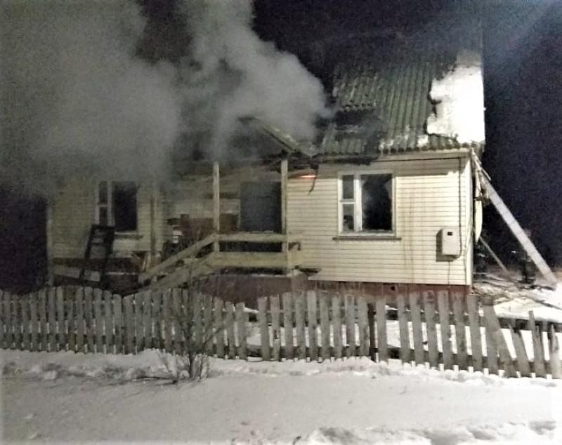 Пожар 15 января в деревне Прошково Глубокского района